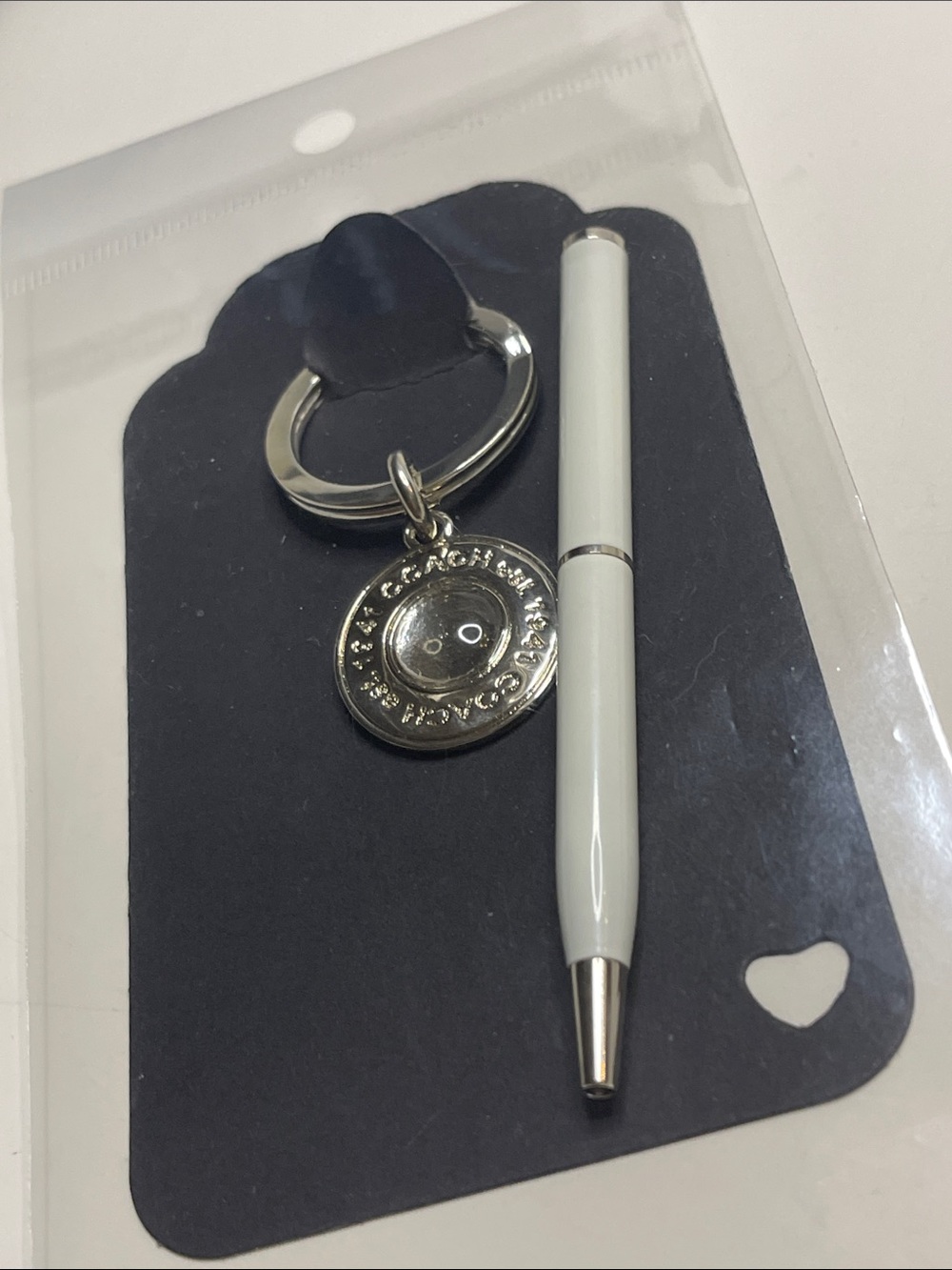 Coach Silver-tone Round Logo Keyring and Coach Pen - Picture 7 of 7